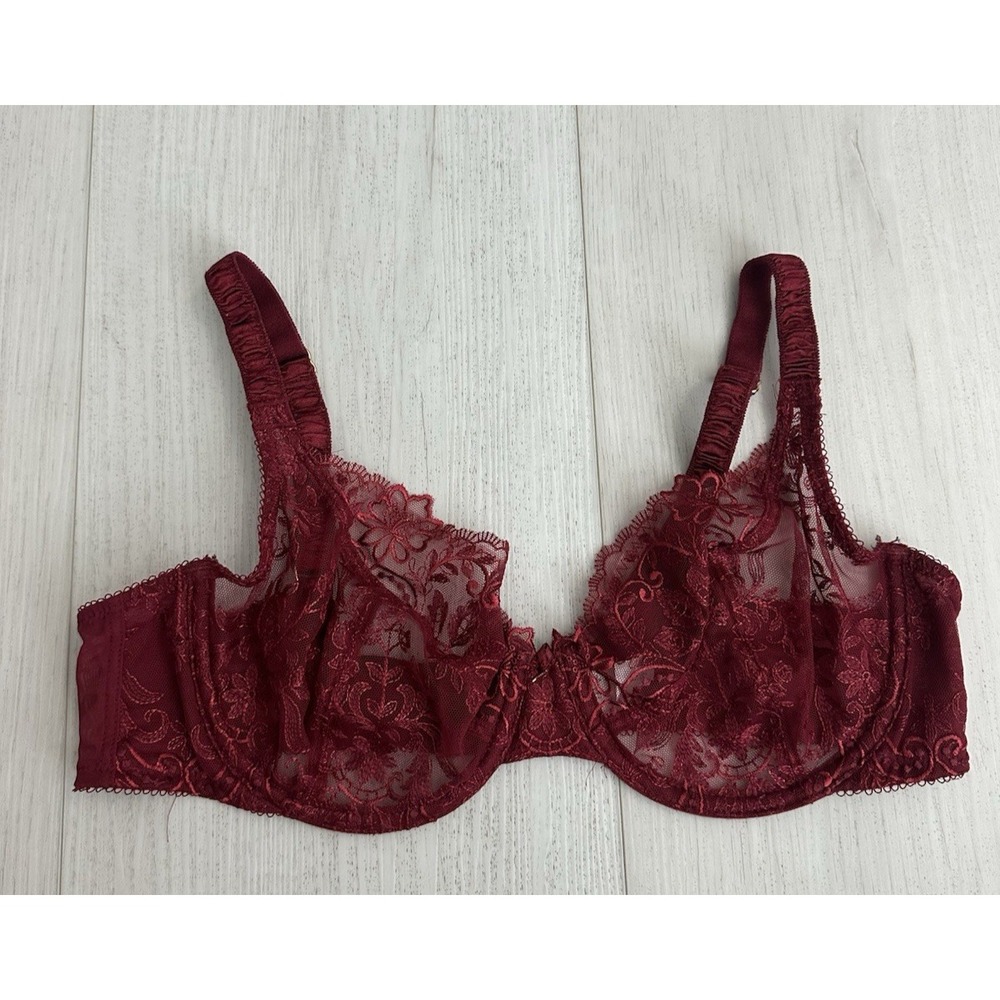 Wacoal Scene Stealer Underwire Bra Sz‎ 38C Red 855312 Embroidered